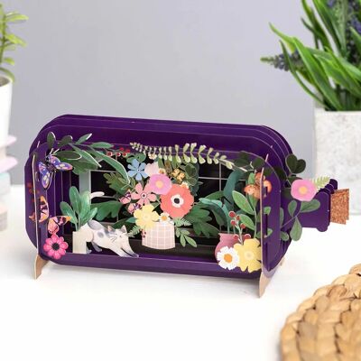 Alljoy Designs - Vase Of Flowers Bottle Card - Purple - 3D - Greeting Card Alljoy Designs - Vase Of Flowers Bottle Card - Purple - 3D - Greeting Card