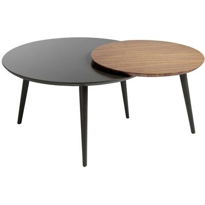 Mesa de centro doble circular Luzon Nogal Gris MOMMA HOME Mesa de centro doble circular Luzon Nogal Gris MOMMA HOME