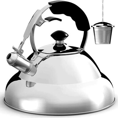 Willow-&-Everett Tea Kettle - 2.75 qt - Mirror Finish - Silicone Handle Willow-&-Everett Tea Kettle - 2.75 qt - Mirror Finish - Silicone Handle