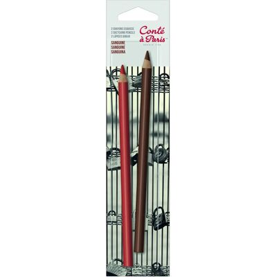 Set de 2 Crayons de Dessin Sanguine et Sépia de Conte' A Paris - Publicité Set de 2 Crayons de Dessin Sanguine et Sépia de Conte' A Paris - Publicité