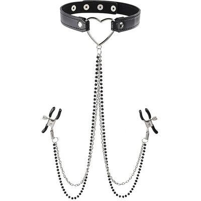 BDSM Kaulakoru & Nännipihdit Sex & Mischief - Säädettävä, Romanttinen, Turvallinen BDSM Kaulakoru & Nännipihdit Sex & Mischief - Säädettävä, Romanttinen, Turvallinen