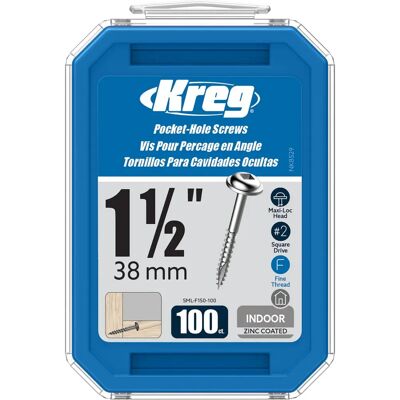 Kreg zinkade träskruvar - Fint gäng, 38mm, 100-pack Kreg zinkade träskruvar - Fint gäng, 38mm, 100-pack