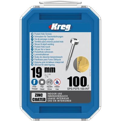 Viti Kreg da 19 mm - Confezione da 100 per falegnameria Viti Kreg da 19 mm - Confezione da 100 per falegnameria
