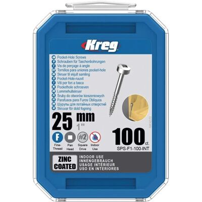 Tornillos galvanizados Kreg 500 - 6 x 25 mm - rosca fina - Maxi-Loc cuadrado Tornillos galvanizados Kreg 500 - 6 x 25 mm - rosca fina - Maxi-Loc cuadrado