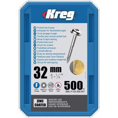 Kreg 500 galvanisierte Schrauben - 7 x 32 mm - feines Gewinde - Maxi-Loc quadratisch Kreg 500 galvanisierte Schrauben - 7 x 32 mm - feines Gewinde - Maxi-Loc quadratisch