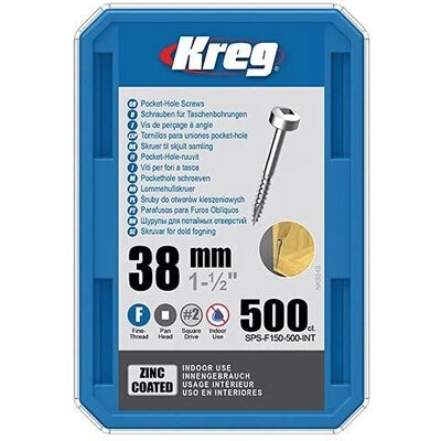 Kreg Europe Zinkbeschichtete Pocket-Hole Schrauben 38mm - Schrauben Kreg Europe Zinkbeschichtete Pocket-Hole Schrauben 38mm - Schrauben