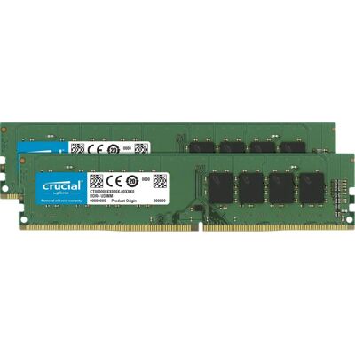 Crucial 16GB DDR4 Geheugen Kit - 2 x 8 GB - Unbuffered - 3200 MHz - PC4-25600 - CL22 - Zwart Crucial 16GB DDR4 Geheugen Kit - 2 x 8 GB - Unbuffered - 3200 MHz - PC4-25600 - CL22 - Zwart