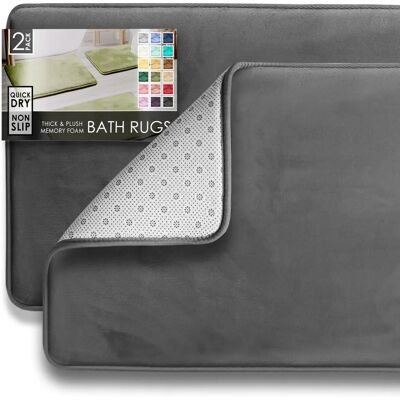 Clara Clark - Memory Foam Non-Slip Set 2 - Grå - Badmat Clara Clark - Memory Foam Non-Slip Set 2 - Grå - Badmat