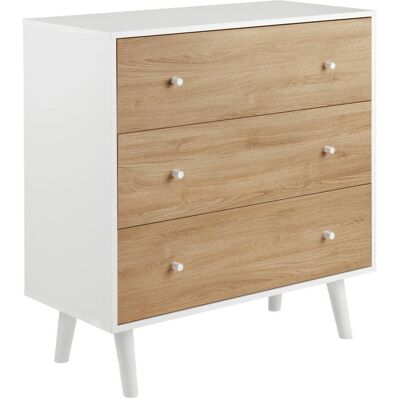 Home Heavenly - Cómoda Leah Estilo Nórdico - Blanco y Roble - Mueble Dormitorio Home Heavenly - Cómoda Leah Estilo Nórdico - Blanco y Roble - Mueble Dormitorio