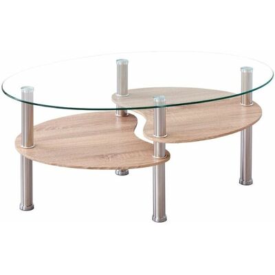 Home Heavenly Denise Mesa de Cristal Ovalada con Revistero - Mesa Centro Home Heavenly Denise Mesa de Cristal Ovalada con Revistero - Mesa Centro