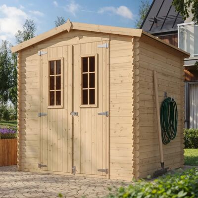 TIMBELA Garden Shed with Windows - 3.53 m² - Wood Storage TIMBELA Garden Shed with Windows - 3.53 m² - Wood Storage