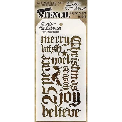 Tim Holtz Layered Holiday Script - Stencil Tim Holtz Layered Holiday Script - Stencil
