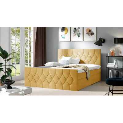 Fun Moebel PETROS 180x220cm Alova Gelb - Box spring bed Fun Moebel PETROS 180x220cm Alova Gelb - Box spring bed