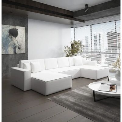 Fun Moebel CONOR Weiß Kunstleder Schlafsofa Sectional sofa Fun Moebel CONOR Weiß Kunstleder Schlafsofa Sectional sofa