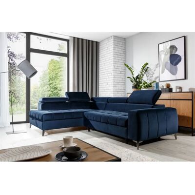 Fun Moebel - AGNESA - Dunkelblau - Links Ottomane - Schlafsofa Fun Moebel - AGNESA - Dunkelblau - Links Ottomane - Schlafsofa