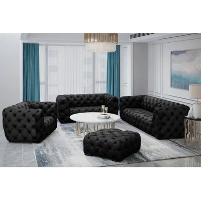 Fun Moebel - NATALIE - Schwarz - Riviera Stoff - Sofaset Fun Moebel - NATALIE - Schwarz - Riviera Stoff - Sofaset