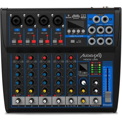 Audibax MG06 USB - Mengpaneel met 6 Kanalen met Bluetooth, MP3, USB-opname & Effecten Audibax MG06 USB - Mengpaneel met 6 Kanalen met Bluetooth, MP3, USB-opname & Effecten