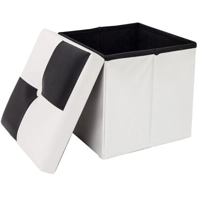 Rebecca Möbel Puff Container - Modernes Schwarz-Weiß Aufbewahrungssitz Rebecca Möbel Puff Container - Modernes Schwarz-Weiß Aufbewahrungssitz