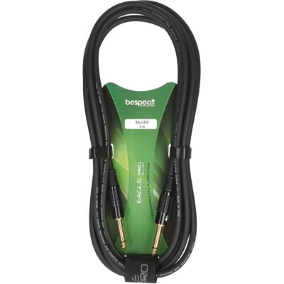 Bespeco Eagle Pro hangszerkábel - 3 m, Fekete, Egyenes csatlakozó Bespeco Eagle Pro hangszerkábel - 3 m, Fekete, Egyenes csatlakozó