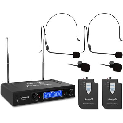 Audibax Missouri 2500 A Système Microphone Sans Fil - Double Lavalier & Headset - 80m Range Audibax Missouri 2500 A Système Microphone Sans Fil - Double Lavalier & Headset - 80m Range