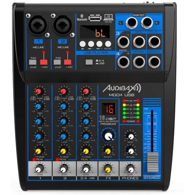 Audibax MG04 USB Mixer - 4 Canali Bluetooth/MP3/USB Audibax MG04 USB Mixer - 4 Canali Bluetooth/MP3/USB