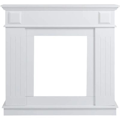 Marco Decorativo de Chimenea Rebecca Mobili - Madera Blanca Clásica 100x109x26 Marco Decorativo de Chimenea Rebecca Mobili - Madera Blanca Clásica 100x109x26