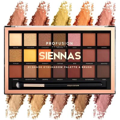 Profusion Cosmetics Siennas Øyeskyggepalette - 21 Nyanser Profusion Cosmetics Siennas Øyeskyggepalette - 21 Nyanser