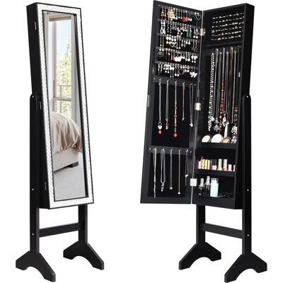 Costway Armario de Joyas - Espejo de cuerpo entero ajustable, 56 compartimentos Costway Armario de Joyas - Espejo de cuerpo entero ajustable, 56 compartimentos