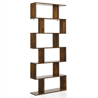 Bibliothèque Style Industriel à 6 Niveaux en Forme de S - 80x23x191cm - Publicité Bibliothèque Style Industriel à 6 Niveaux en Forme de S - 80x23x191cm - Publicité