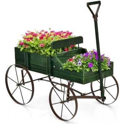 Chariot de Jardin Costway avec 2 Compartiments - Décor Rustique - Publicité Chariot de Jardin Costway avec 2 Compartiments - Décor Rustique - Publicité