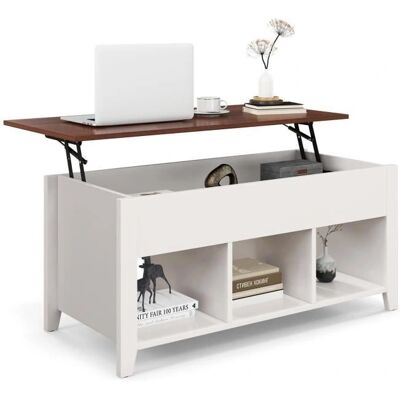 Table basse réglable Costway avec système de levage - Mobilier blanc moderne - Publicité Table basse réglable Costway avec système de levage - Mobilier blanc moderne - Publicité