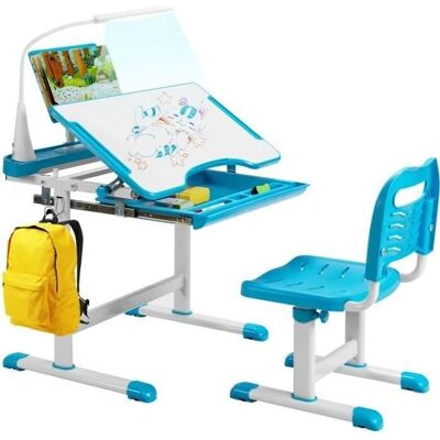 Costway Kids Desk and Chair Set - Adjustable LED Light & Incline - Blue Costway Kids Desk and Chair Set - Adjustable LED Light & Incline - Blue
