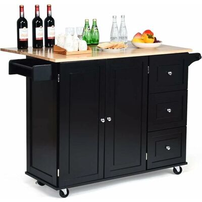 Costway Carro de Cocina con Superficie Plegable - Almacenamiento, Movilidad Costway Carro de Cocina con Superficie Plegable - Almacenamiento, Movilidad