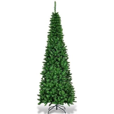 Costway - 225 cm Slim Pencil Tree - Grün - Weihnachtsbaum Costway - 225 cm Slim Pencil Tree - Grün - Weihnachtsbaum