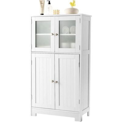 Costway Witte Badkamerkast met Glazen Deuren Costway Witte Badkamerkast met Glazen Deuren
