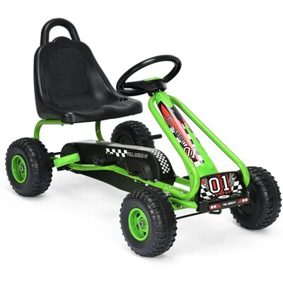 Costway - Pedal Go Kart - Groen/Zwart - 2-positie Zetel - Go-kart Costway - Pedal Go Kart - Groen/Zwart - 2-positie Zetel - Go-kart