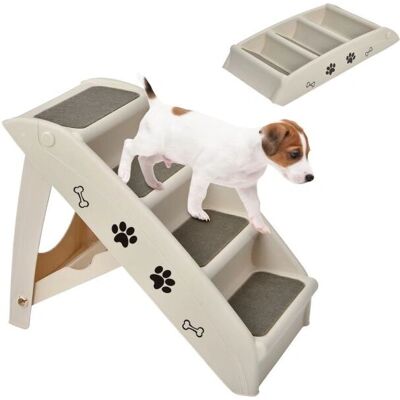 Costway - 4-standen opvouwbare - Beige - Huisdier ladder - Pet ladder Costway - 4-standen opvouwbare - Beige - Huisdier ladder - Pet ladder