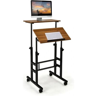 COSTWAY - Scrivania - Altezza 72-124 cm - 60x30 cm - con ruote COSTWAY - Scrivania - Altezza 72-124 cm - 60x30 cm - con ruote
