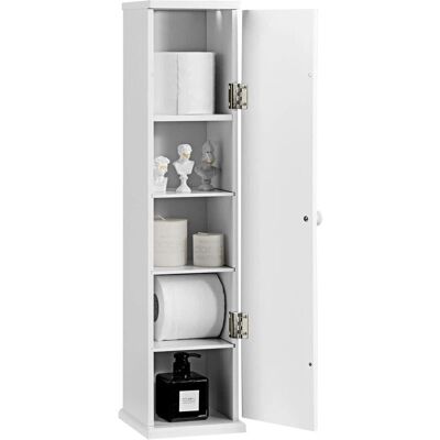 Armoire porte-papier toilette Costway - Compacte, Blanche, avec 3 étagères - Publicité Armoire porte-papier toilette Costway - Compacte, Blanche, avec 3 étagères - Publicité