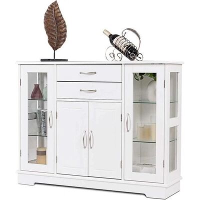 GOPLUS - Credenza - 2 tiroirs - verre trempé - Armoires de rangement - Publicité GOPLUS - Credenza - 2 tiroirs - verre trempé - Armoires de rangement - Publicité