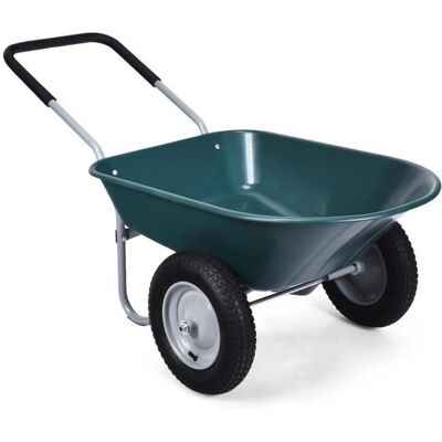 Costway Brouette de Jardin 2 Roues Capacité 75L Cadre Métal Vert - Publicité Costway Brouette de Jardin 2 Roues Capacité 75L Cadre Métal Vert - Publicité