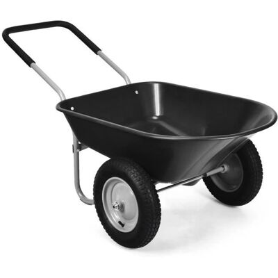 Costway Garden Wheelbarrow - Heavy-duty Steel Frame - 141L Capacity - Black - Garden Type Costway Garden Wheelbarrow - Heavy-duty Steel Frame - 141L Capacity - Black - Garden Type