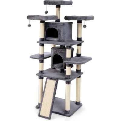 Arbre à chat à plusieurs niveaux avec poteaux en sisal - 170cm - Publicité Arbre à chat à plusieurs niveaux avec poteaux en sisal - 170cm - Publicité