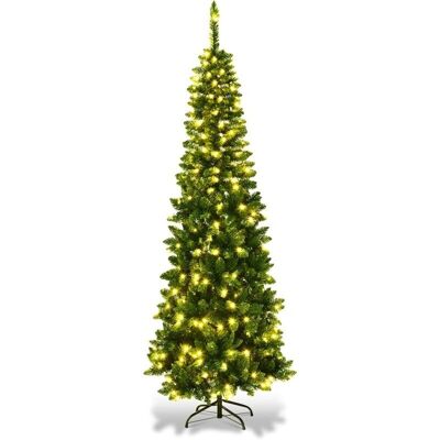 Albero di Natale Artificiale COSTWAY 135/200/225cm con Luci e Base Albero di Natale Artificiale COSTWAY 135/200/225cm con Luci e Base