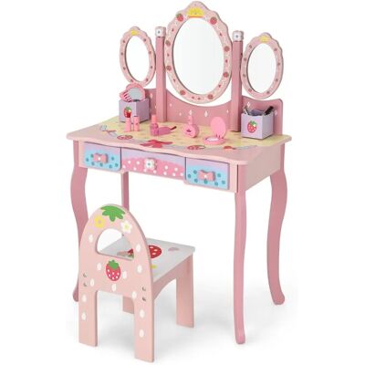 Costway Kinder Schminktisch - Rosa - 70x34x105 - Schminktisch Costway Kinder Schminktisch - Rosa - 70x34x105 - Schminktisch