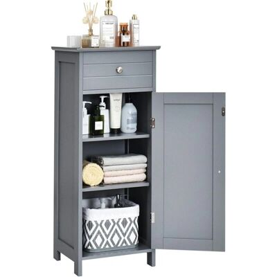 Costway Bathroom Cabinet - Large Storage with Adjustable Shelves - Grey - Bathroom Cabinet Costway Bathroom Cabinet - Large Storage with Adjustable Shelves - Grey - Bathroom Cabinet