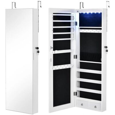 Costway - Verspiegelter Schmuckschrank - Wit - 108x36 cm - Jewelry armoire Costway - Verspiegelter Schmuckschrank - Wit - 108x36 cm - Jewelry armoire