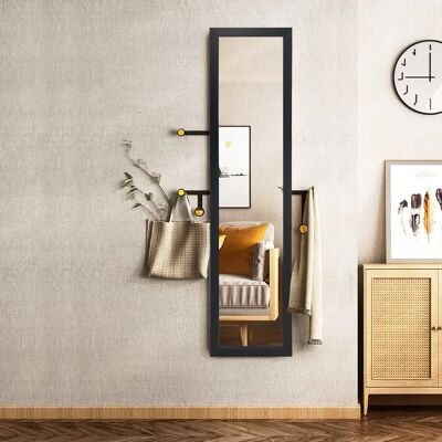 Costway - Pełnowymiarowe lustro 2 w 1 - 37x155 cm - Czarny Costway - Pełnowymiarowe lustro 2 w 1 - 37x155 cm - Czarny