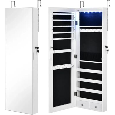 Costway Armoire à Bijoux Murale avec Miroir - Blanc, 6 LED, 2 Tiroirs - Publicité Costway Armoire à Bijoux Murale avec Miroir - Blanc, 6 LED, 2 Tiroirs - Publicité