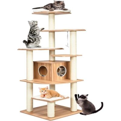 Costway XXL Arbre à Chat 175 cm en Bois avec 6 Niveaux et Coussins Amovibles - Publicité Costway XXL Arbre à Chat 175 cm en Bois avec 6 Niveaux et Coussins Amovibles - Publicité
